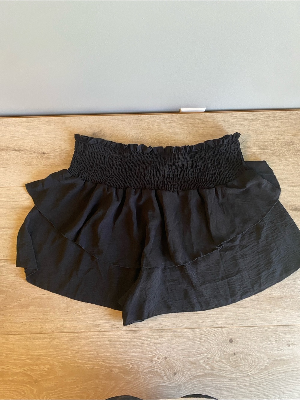 Women's Black Ruffle Skort with Smocked Waist